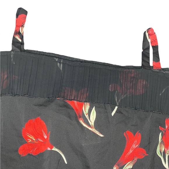 Women’s Plus Size Summer Top w Tie Cold Shoulders & Lace Black Red Floral 4X - Picture 8 of 11